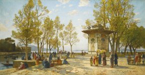 The Fountain on the Bosphorus  Küçüksu Mihrişah Valide Sultan Çeşmesi by Hermann Corrodi (1844...jpg
